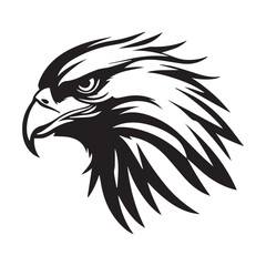 Black eagle head logo Vector Silhouette on white