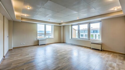 Empty room in an apartment building after repairs