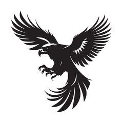 Obraz premium Black eagle head logo Vector Silhouette on white