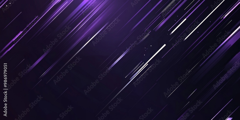 Poster A digital abstract image featuring a dark background with diagonal lines in shades of purple and white.