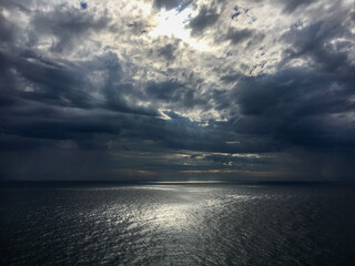 Stormy, cloudy skies over Byron Bay in Australia