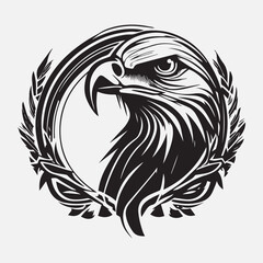 Black eagle head logo Vector Silhouette on white