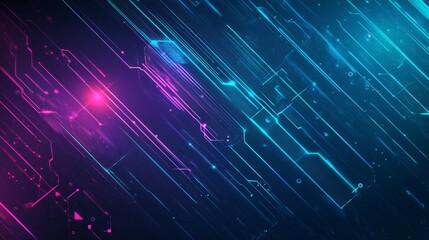 Obraz premium A digital illustration of abstract glowing neon lines and shapes on a dark background.