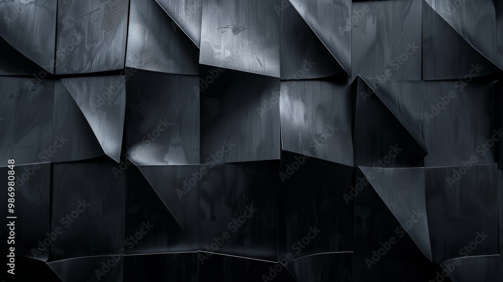 Aufkleber A close-up image of an abstract geometric pattern created by interlocking dark panels.