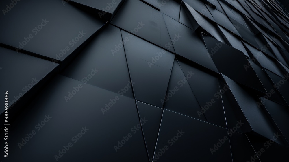 Poster A close-up shot of a black geometric wall made of rectangular and triangular shapes.