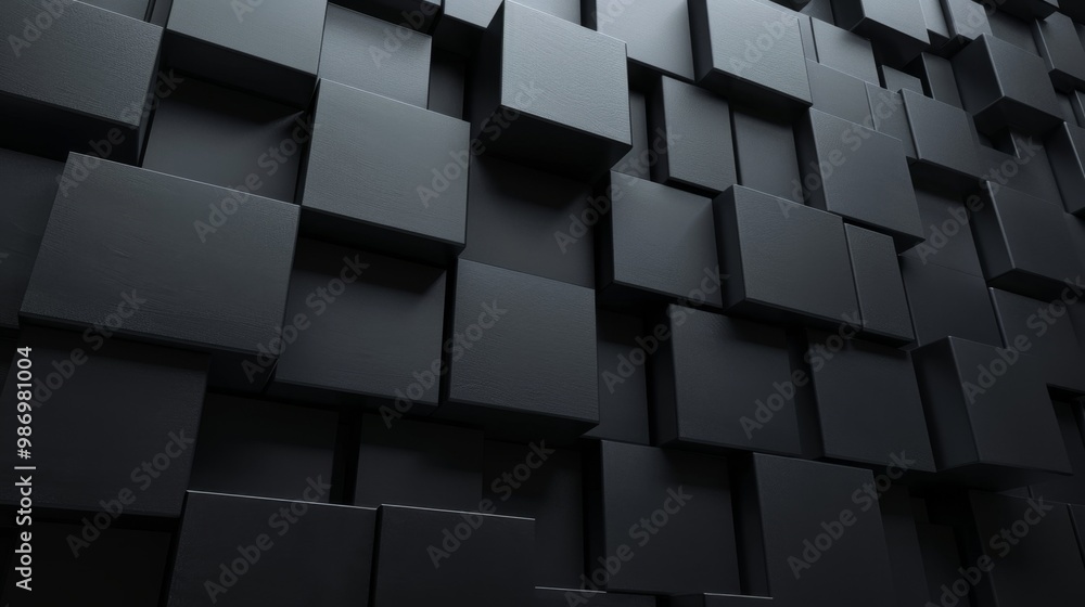 Leinwandbilder An abstract background featuring a wall of black cubes arranged in a geometric pattern.