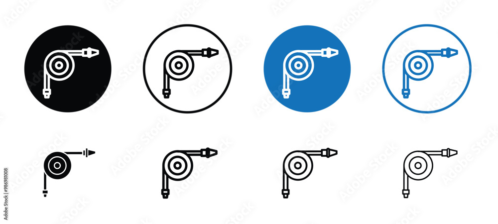 Poster a set of four different colored hose icons circles with a blue and white one in the middle. the hose