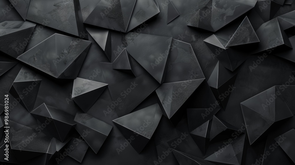 Aufkleber A close-up of a black geometric background with a textured surface, consisting of a chaotic arrangement of triangular shapes.