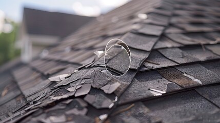 Shingle roof with hail damage, highlighted during a home inspection.
