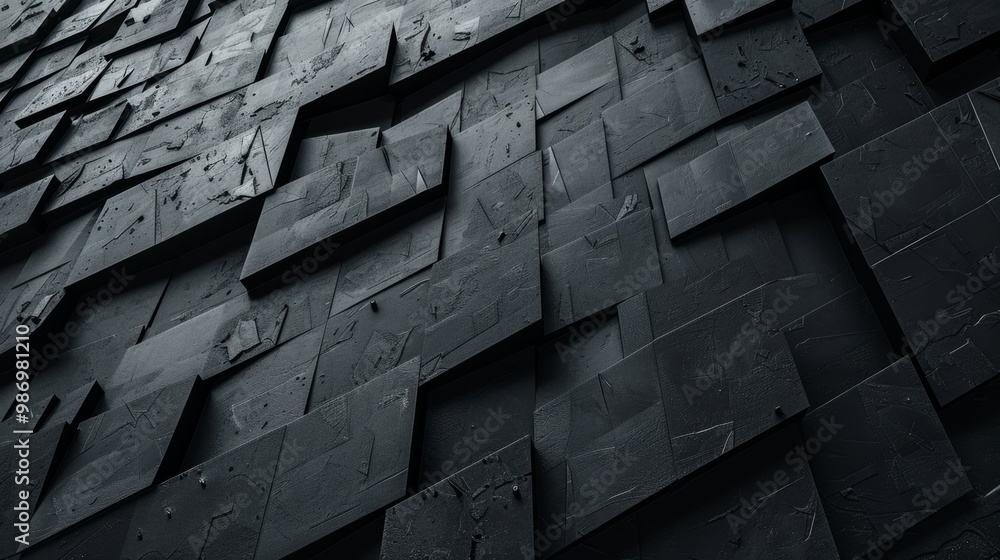 Poster A close-up image of a textured black geometric pattern.