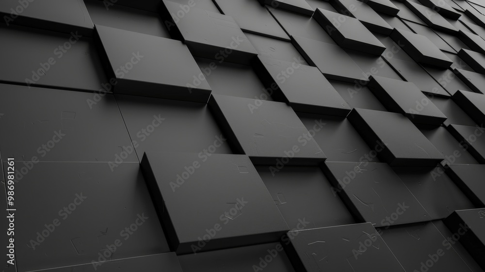 Poster abstract black cubes pattern