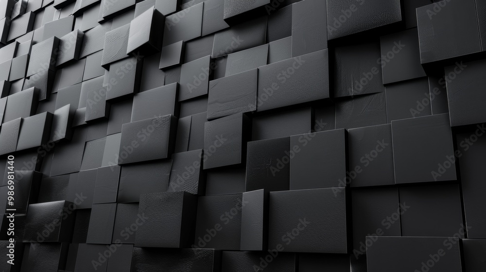 Aufkleber A close-up image of a black wall composed of square-shaped blocks with a subtle textured surface.