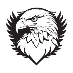 Black eagle head logo Vector Silhouette on white