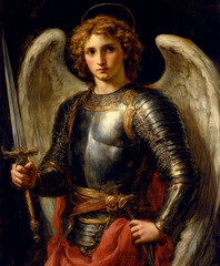  archangel Gabriel in all his pride and glory. AI generative.