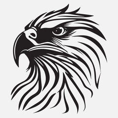 Black eagle head logo Vector Silhouette on white