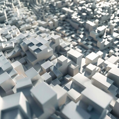 3D abstract landscape of extruding cubes