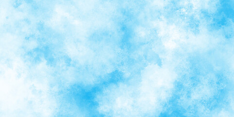 Digital art painting of cloudy sky, blurred and grainy Blue powder explosion with natural cloudy clouds and fog, watercolor design with watercolor texture with tiny white clouds.