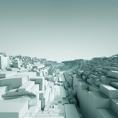 Obraz premium 3D abstract landscape of extruding cubes