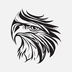 Black eagle head logo Vector Silhouette on white