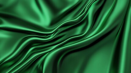Fototapeta premium Luxurious green silk texture with a smooth, soft blur, perfect for abstract backgrounds
