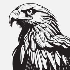 Black eagle head logo Vector Silhouette on white