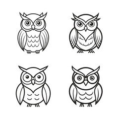 Owl outline vector art illustration design