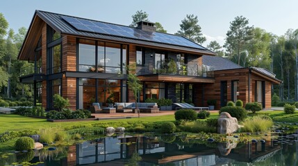 Sustainable Modern House with Solar Panels