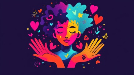 Fototapeta premium Colorful Woman with Hearts