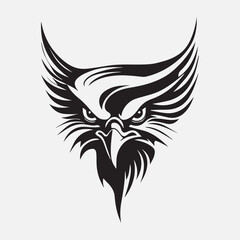 Black eagle head logo Vector Silhouette on white