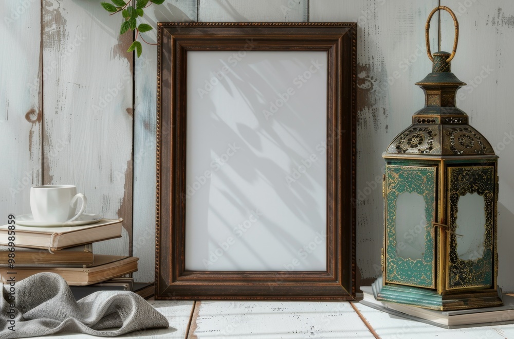 Poster rustic wooden frame with copy space for design