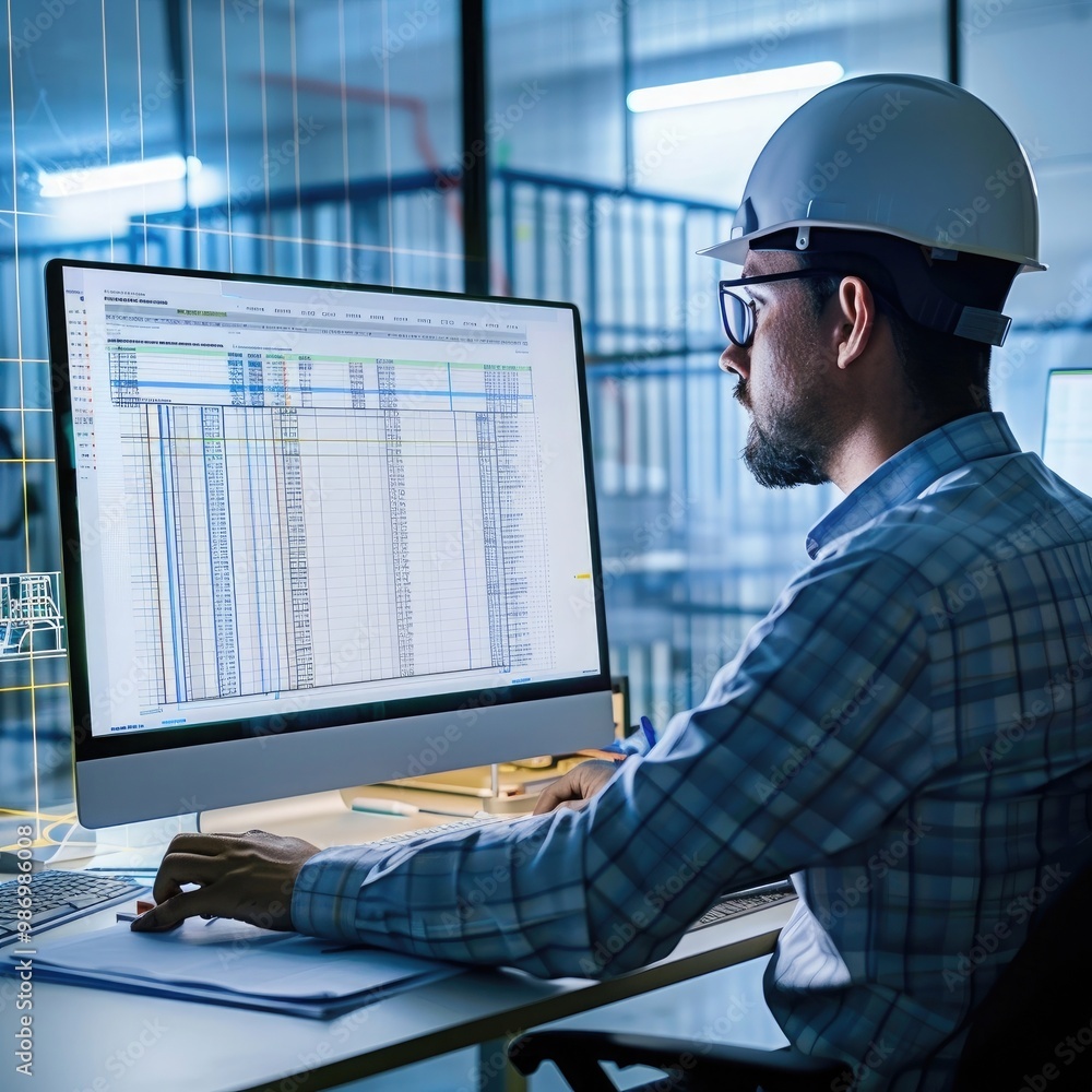 Aufkleber plant management by planning software to handle gantt chart schedule for updating project, work prog