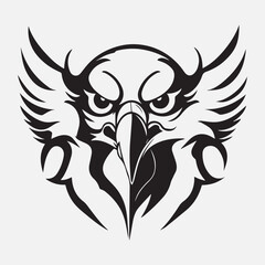 Black eagle head logo Vector Silhouette on white