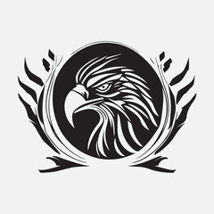 Black eagle head logo Vector Silhouette on white
