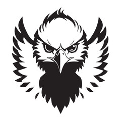 Black eagle head logo Vector Silhouette on white