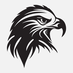 Black eagle head logo Vector Silhouette on white