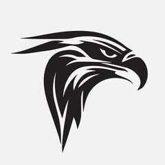 Black eagle head logo Vector Silhouette on white