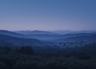Fototapeta premium Carpathian Mountains at Twilight with Blue and Purple Tones