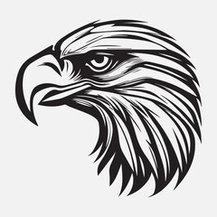 Black eagle head logo Vector Silhouette on white