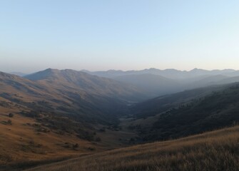 Caucasian Mountains at Late Afternoon with Warm Earth Tones