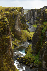 Sigoldugljufur, a Canyon with Waterfalls in Iceland 