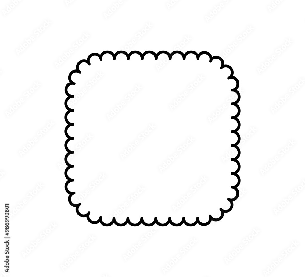 Poster rectangle scalloped frame. scalloped edge square shape border. simple label and sticker form. flower