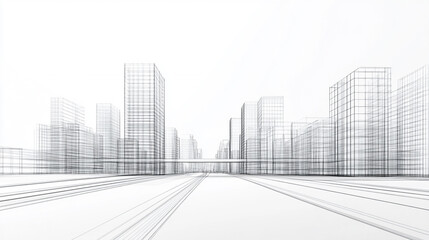 city, building, Modern, innovative, Wireframe style.