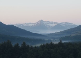 Dawn in the Olympic Mountains with Pastel Sky