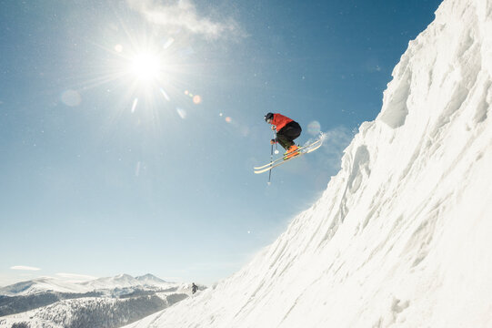 Skier at Monarch Mountain resort getting some air