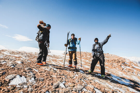 Friends backcountry skiing near Monarch mountain resort