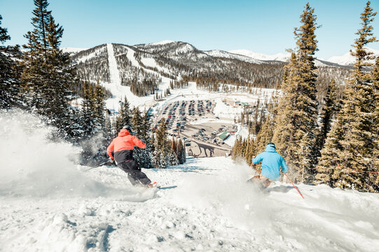 A couple of friends skiing Monarch mountain resort
