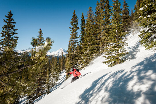Male skier backcountry skiing near Monarch mountain resort
