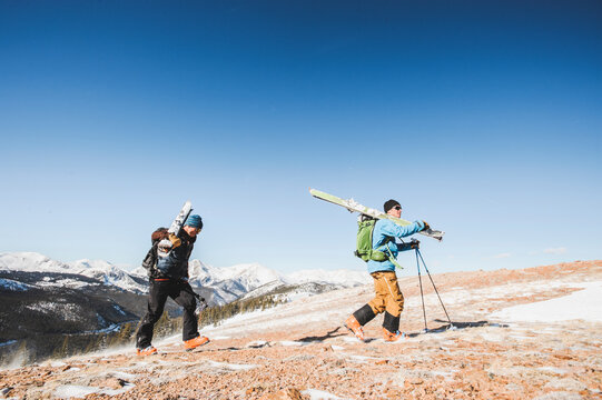 A couple of friends backcountry skiing near Monarch mountain resort