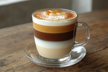 Obraz premium Layered Coffee Drink with Topped Cream and Candies