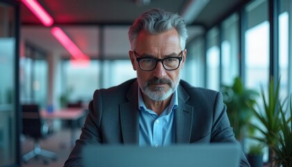 Successful CEO Engaged in Work in a Stylish Office Setting